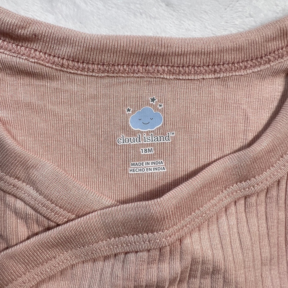 Cloud Island Kids 18M Blush Pink Ribbed Side Snap Bodysuit and Footie Pants Set - Picture 3 of 7